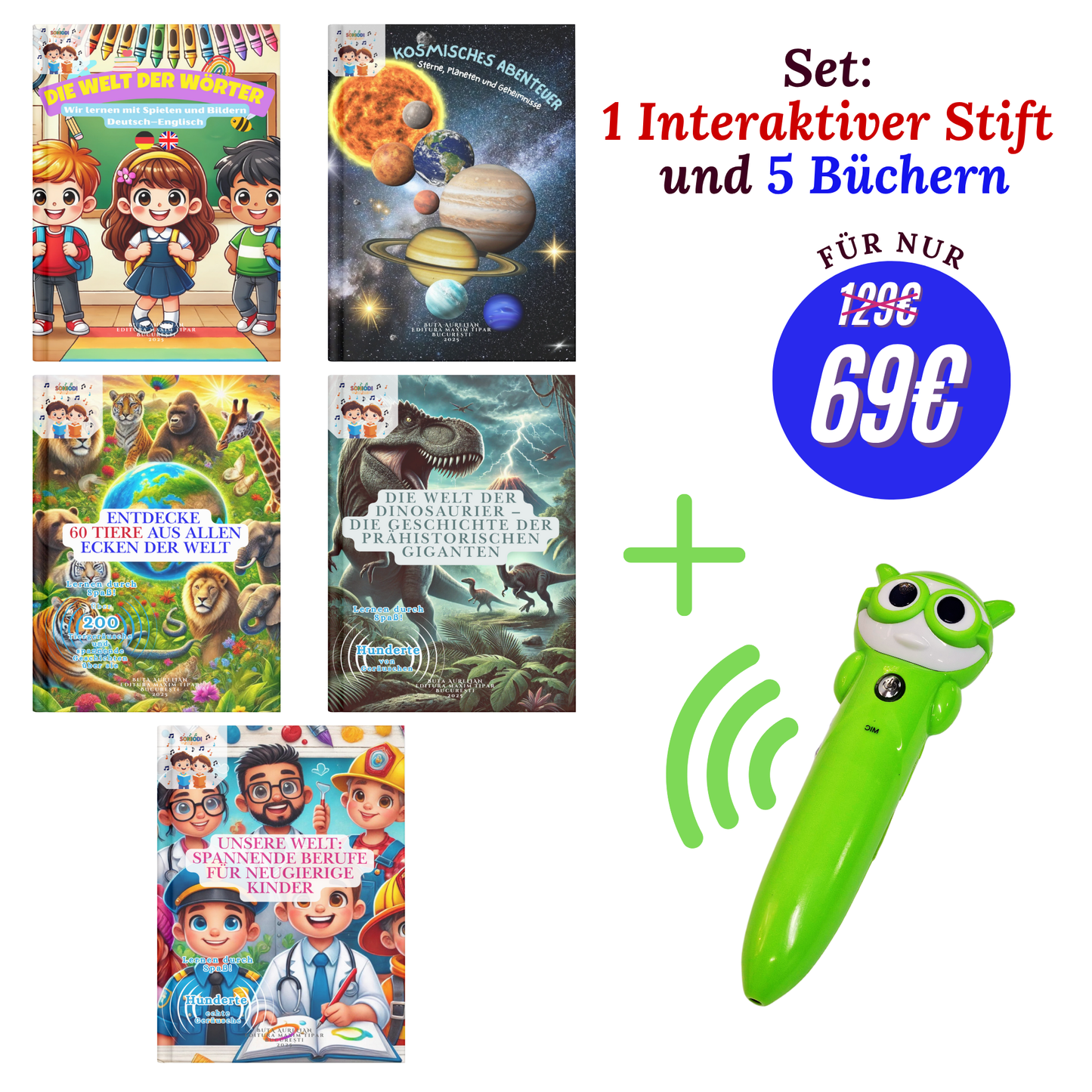 Set: 1 Interaktiver Stift und 5 Büchern